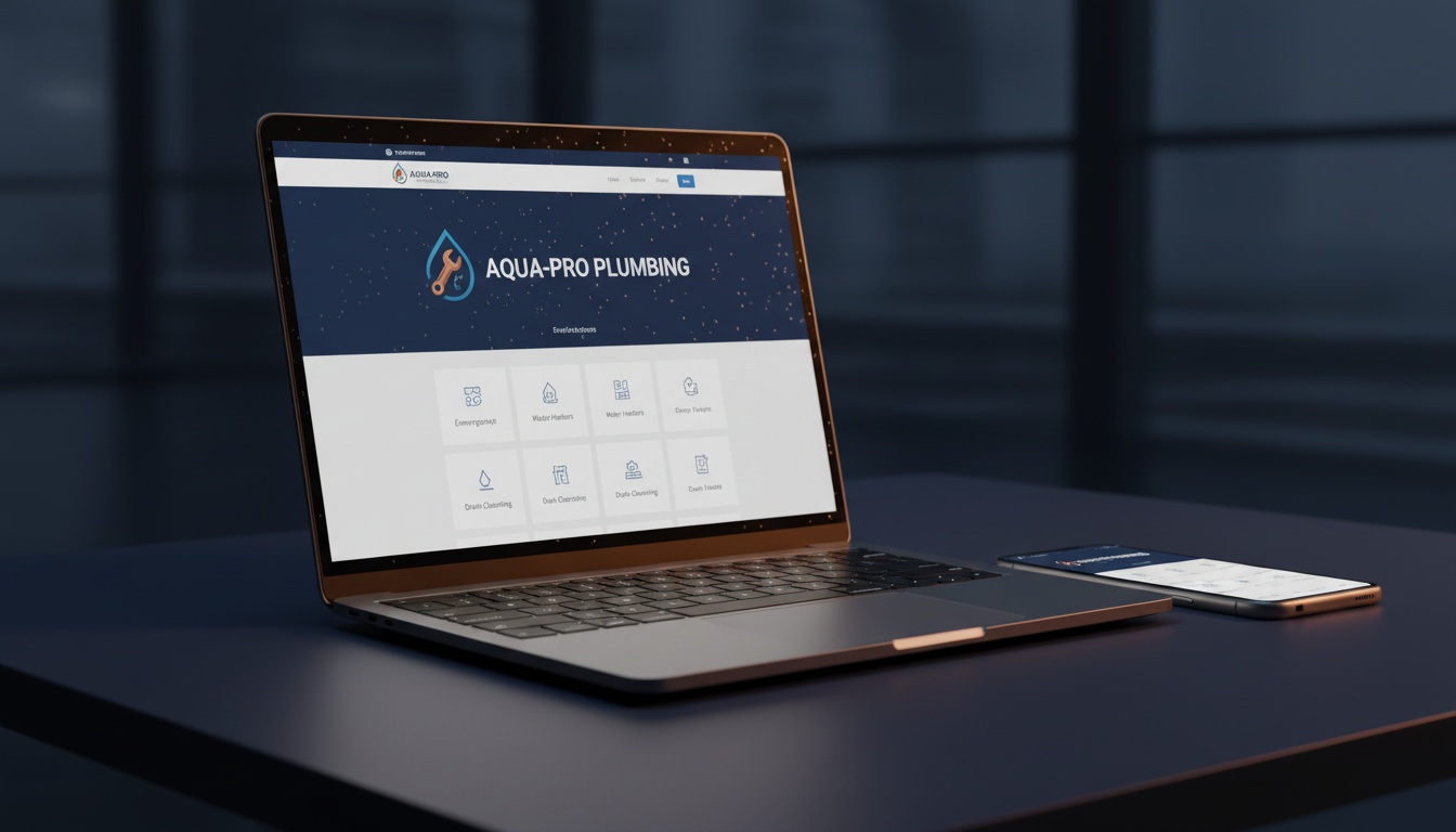 A clean, fast small-business website shown on a laptop and phone